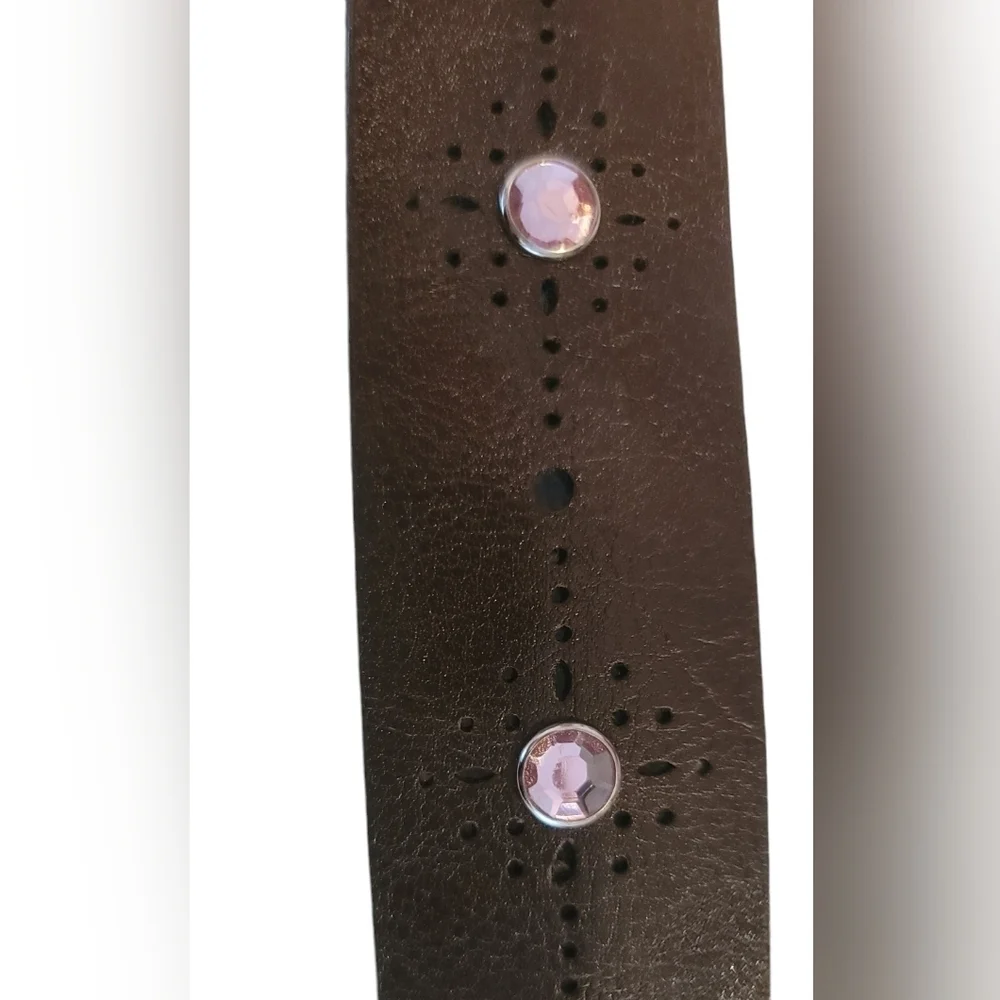 Tilt  adjustable Belt with Crown pink jeweled buckle